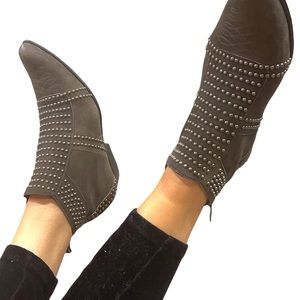 ANINE BING Charlie Studded Western Boots size 38 gray lamb skin leather